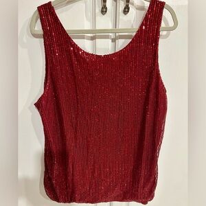 Elegant Red Sequin Sleeveless Top